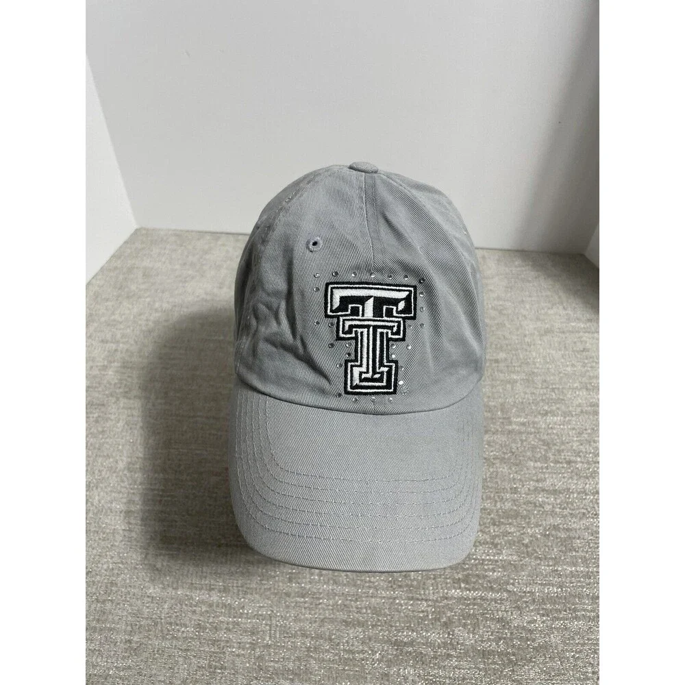 Texas Tech Cap Raiders Adult Gray Strap Back College Football Bedazzle